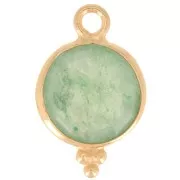 Breloque ronde facettée petites boules 15x9mm - Argent 925 Plaqué Or - Aventurine