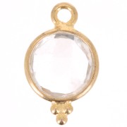 Breloque ronde facettée petites boules 15x9mm Arg 925 Plaqué Or - Cristal de roche|raw }}