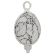 Breloque goutte facettée avec petites boules 16x9 mm - Argent 925 - Howlite x1