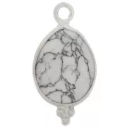 Breloque goutte facettée avec petites boules 16x9 mm - Argent 925 - Howlite x1