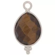 Breloque goutte facettée avec petites boules 16x9 mm - Argent 925 - Oeil de tigre