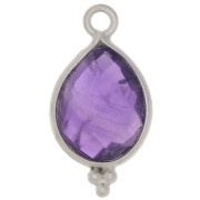 Breloque goutte facettée avec petites boules 16x9 mm - Argent 925 - Amethyste x1|raw }}