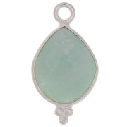 Breloque goutte facettée avec petites boules 16x9 mm - Argent 925 - Amazonite x1