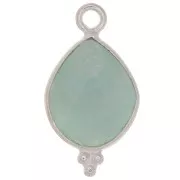 Breloque goutte facettée avec petites boules 16x9 mm - Argent 925 - Amazonite x1