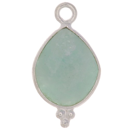 Breloque goutte facettée avec petites boules 16x9 mm - Argent 925 - Amazonite x1
