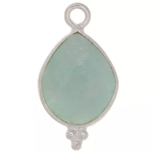 Breloque goutte facettée avec petites boules 16x9 mm - Argent 925 - Amazonite x1