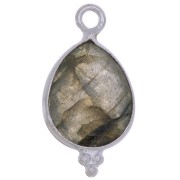 Breloque goutte facettée avec petites boules 16x9 mm - Argent 925 - Labradorite x1|raw }}
