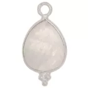 Breloque goutte facettée avec petites boules 16x9 mm - Argent 925 - Pierre de lune
