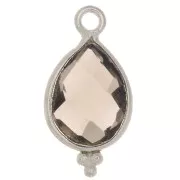 Breloque goutte facettée avec petites boules 16x9 mm - Argent 925 - Quartz fumé x1