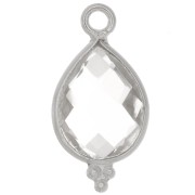 Breloque goutte facettée avec petites boules 16x9 mm Argent 925 - Cristal de roche