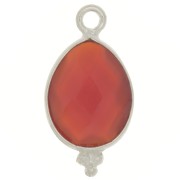 Breloque goutte facettée avec petites boules 16x9mm Arg 925 - imitation Cornaline