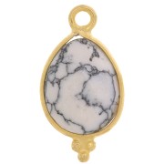 Breloque goutte facettée -petites boules 16x9 mm - Argent 925 Plaqué Or - Howlite