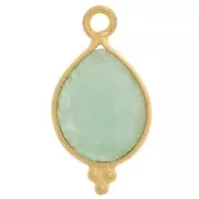 Breloque goutte facettée petites boules 16x9 mm - Argent 925 Plaqué Or - Amazonite