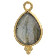 Breloque goutte facettée petites boules 16x9 mm Argent 925 Plaqué Or - Labradorite|raw }}