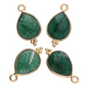 Breloque goutte facettée petites boules 16x9mm - Argent 925 Plaqué Or - Aventurine