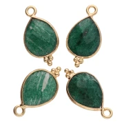 Breloque goutte facettée petites boules 16x9mm - Argent 925 Plaqué Or - Aventurine