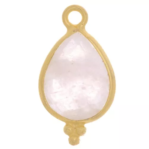Breloque goutte facettée petites boules 16x9mm Arg 925 Plaqué Or - Pierre de lune
