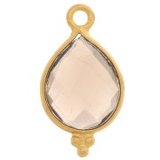 Breloque goutte facettée petites boules 16x9mm - Arg 925 Plaqué Or - Quartz fumé|raw }}