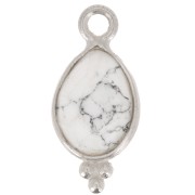 Breloque goutte facettée avec petites boules 14x7 mm - Argent 925 - Howlite x1