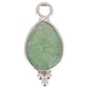 Breloque goutte facettée avec petites boules 14x7 mm - Argent 925 - Aventurine x1