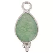 Breloque goutte facettée avec petites boules 14x7 mm - Argent 925 - Aventurine x1