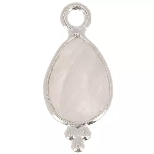Breloque goutte facettée avec petites boules 14x7 mm - Argent 925 - Pierre de lune