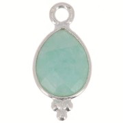 Breloque goutte facettée avec petites boules 14x7 mm - Argent 925 - Amazonite x1|raw }}