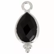 Breloque goutte facettée avec petites boules 14x7 mm - Argent 925 - Onyx noir x1