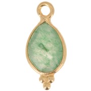 Breloque facettée avec petites boules 14x7 mm Argent 925 Plaqué Or - Aventurine|raw }}