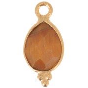 Breloque facettée avec petites boules 14x7 mm Arg 925 Plaqué Or - Oeil de tigre|raw }}