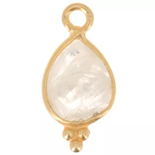 Breloque facettée avec petites boules 14x7 mm Arg 925 Plaqué Or - Pierre de lune