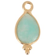 Breloque facettée avec petites boules 14x7 mm - Argent 925 Plaqué Or - Amazonite|raw }}