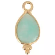 Breloque facettée avec petites boules 14x7 mm - Argent 925 Plaqué Or - Amazonite