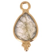 Breloque facettée avec petites boules 14x7mm - Arg 925 Plaqué Or - Labradorite|raw }}