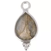Breloque goutte facettée avec petites boules 14x7 mm Argent 925 - Labradorite