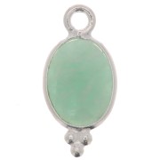 Breloque ovale facettée avec petites boules 14x7 mm - Argent 925 - Amazonite x1|raw }}