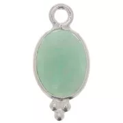 Breloque ovale facettée avec petites boules 14x7 mm - Argent 925 - Amazonite x1