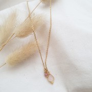 Breloque ovale facettée avec petites boules 14x7 mm - Argent 925 - Amazonite x1