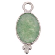 Breloque ovale facettée avec petites boules 14x7 mm - Argent 925 - Aventurine x1|raw }}