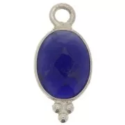 Breloque ovale facettée avec petites boules 14x7 mm - Argent 925 - Sodalite x1