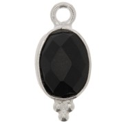 Breloque ovale facettée avec petites boules 14x7 mm - Argent 925 - Onyx noir x1|raw }}