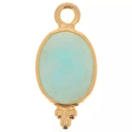 Breloque facettée avec petites boules 14x7 mm - Argent 925 Plaqué Or - Amazonite