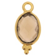 Breloque facettée avec petites boules 14x7 mm - Arg 925 Plaqué Or - Quartz fumé|raw }}