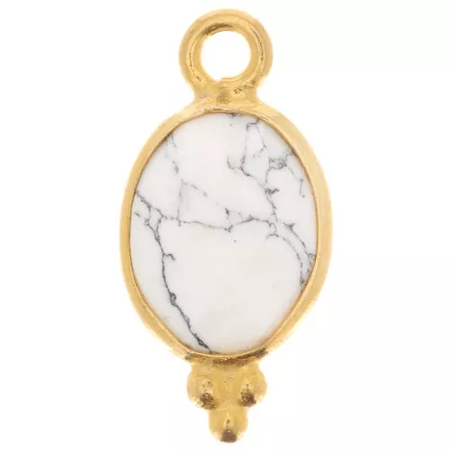 Breloque facettée avec petites boules 14x7 mm - Argent 925 Plaqué Or - Howlite