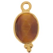 Breloque facettée avec petites boules 14x7mm - Arg 925 Plaqué Or - Oeil de tigre|raw }}