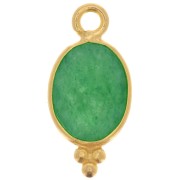 Breloque facettée avec petites boules 14.5x7mm - Arg 925 Plaqué Or - Aventurine