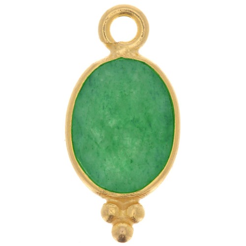 Breloque facettée avec petites boules 14.5x7mm - Arg 925 Plaqué Or - Aventurine