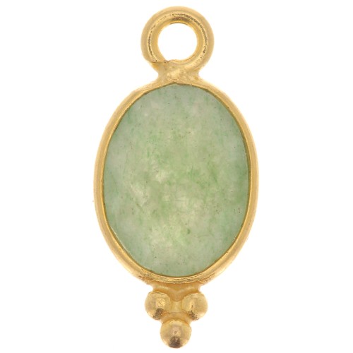 Breloque facettée avec petites boules 14x7mm - Argent 925 Plaqué Or - Aventurine