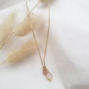 Breloque facettée avec petites boules 14.5x7mm - Arg 925 Plaqué Or - Aventurine
