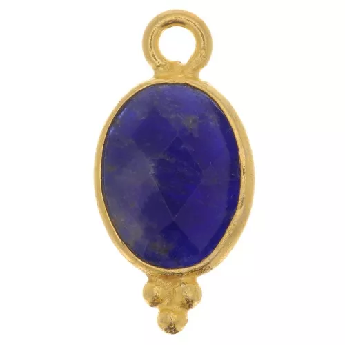Breloque facettée avec petites boules 14x7 mm - Argent 925 Plaqué Or - Sodalite